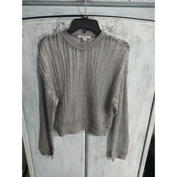 All Saints Long Sleeve Sheer Sweater Silver Small Artsy Boho Classic - Picture 1 of 14